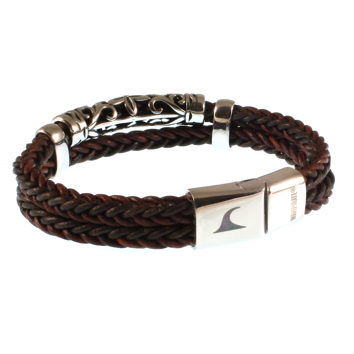 lederarmband-herren-braun-xo-geflochten-Edelstahlverschluss-hinten-wavepirate-shop-z8