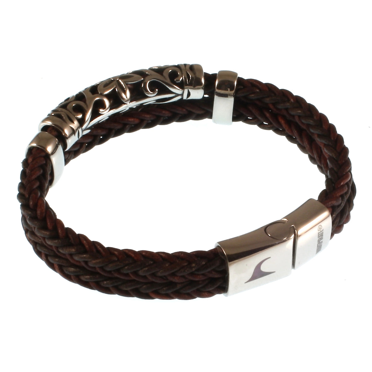 lederarmband-herren-braun-xo-geflochten-Edelstahlverschluss-hinten-wavepirate-shop-z81