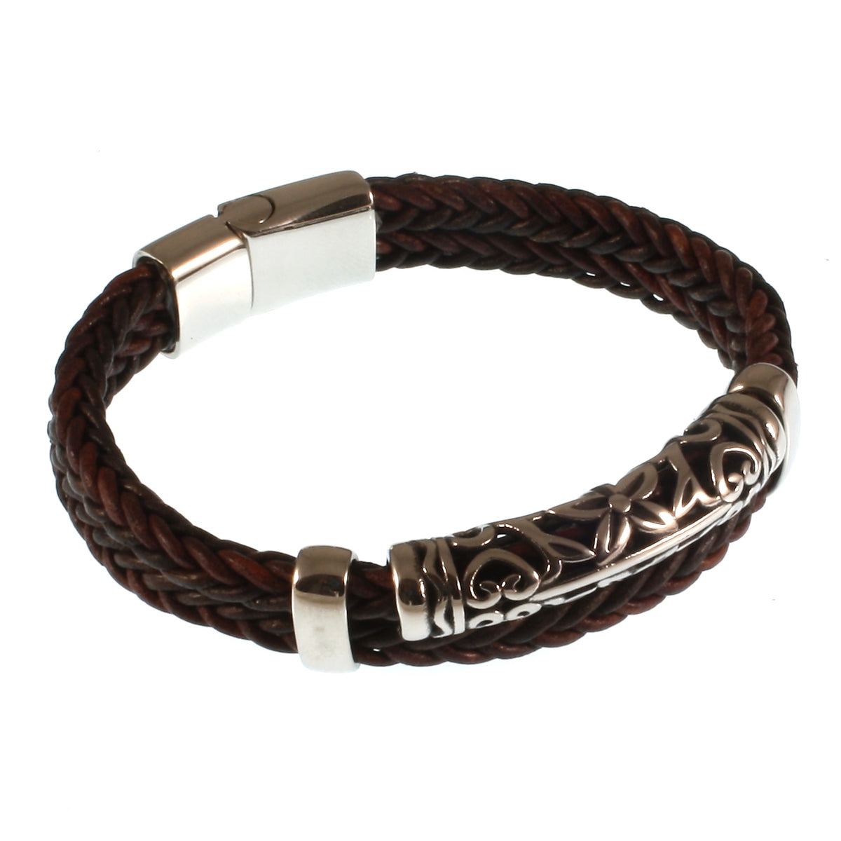 lederarmband-herren-braun-xo-geflochten-Edelstahlverschluss-vorn-wavepirate-shop-z81