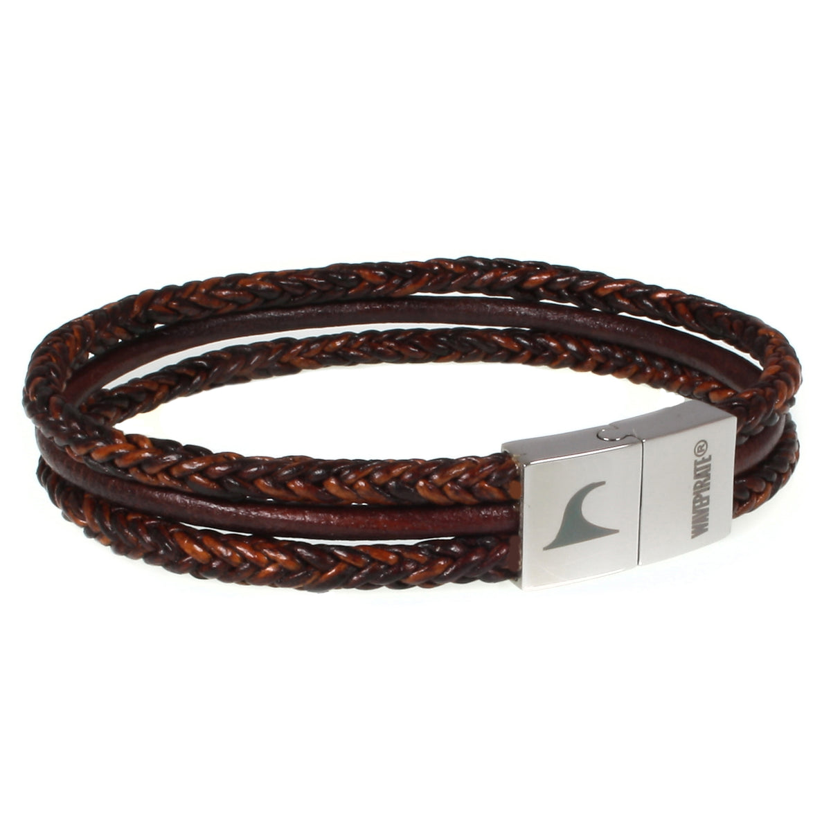 lederarmband-herren-braun-z-trio-geflochten-Edelstahlverschluss-vorn-wavepirate-shop-f