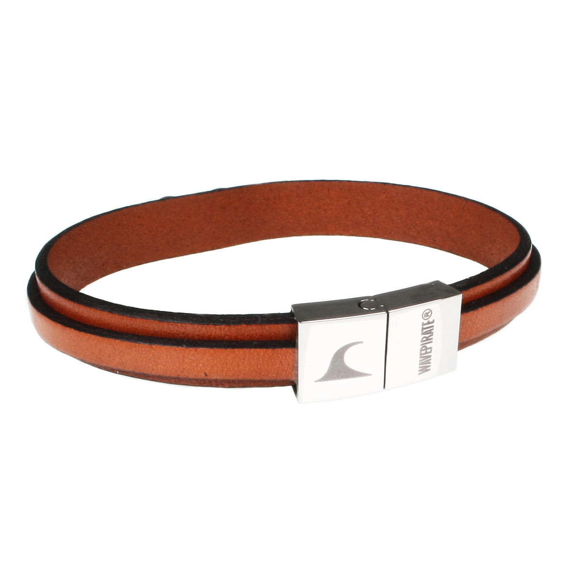 lederarmband-herren-cognac-cognac-infinity-Edelstahlverschluss-hinten-wavepirate-shop