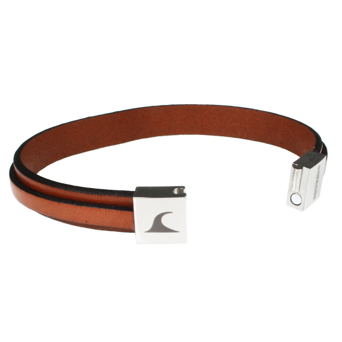 lederarmband-herren-cognac-cognac-infinity-Edelstahlverschluss-offen-wavepirate-shop