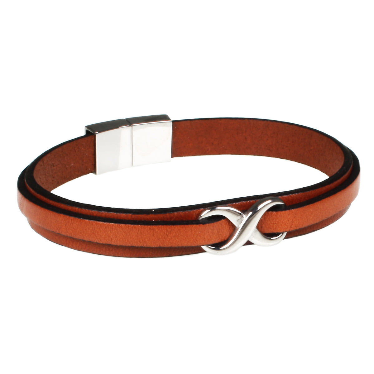 lederarmband-herren-cognac-cognac-infinity-Edelstahlverschluss-vorn-wavepirate-shop
