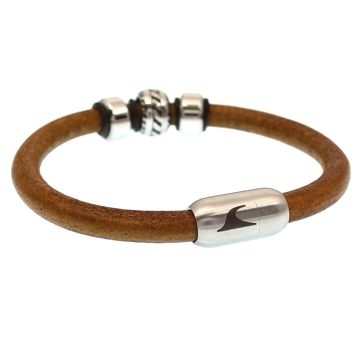 lederarmband-herren-cognac-steel-silber-massiv-Edelstahlverschluss-hinten-wavepirate-shop-r