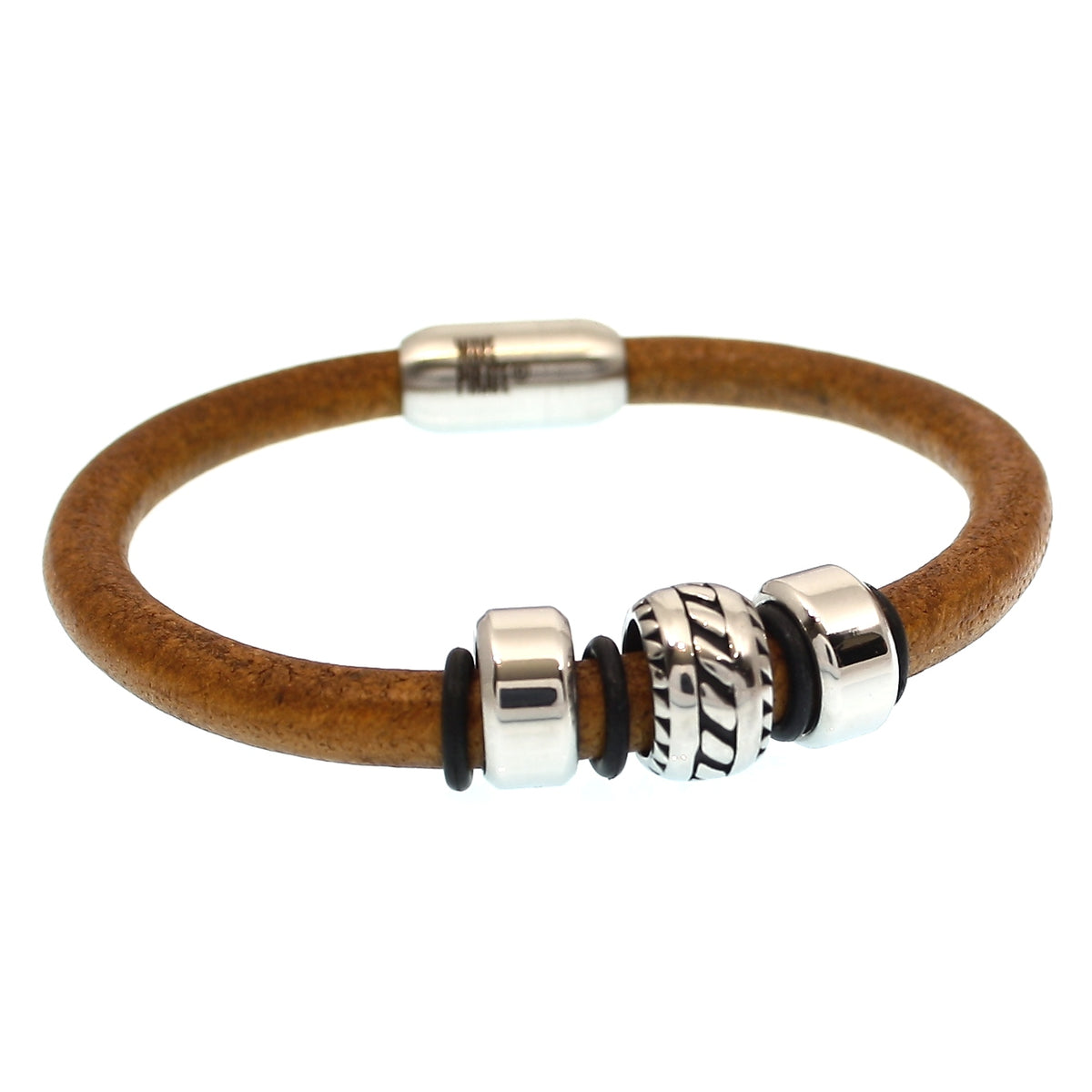 lederarmband-herren-cognac-steel-silber-massiv-Edelstahlverschluss-vorn-wavepirate-shop-r