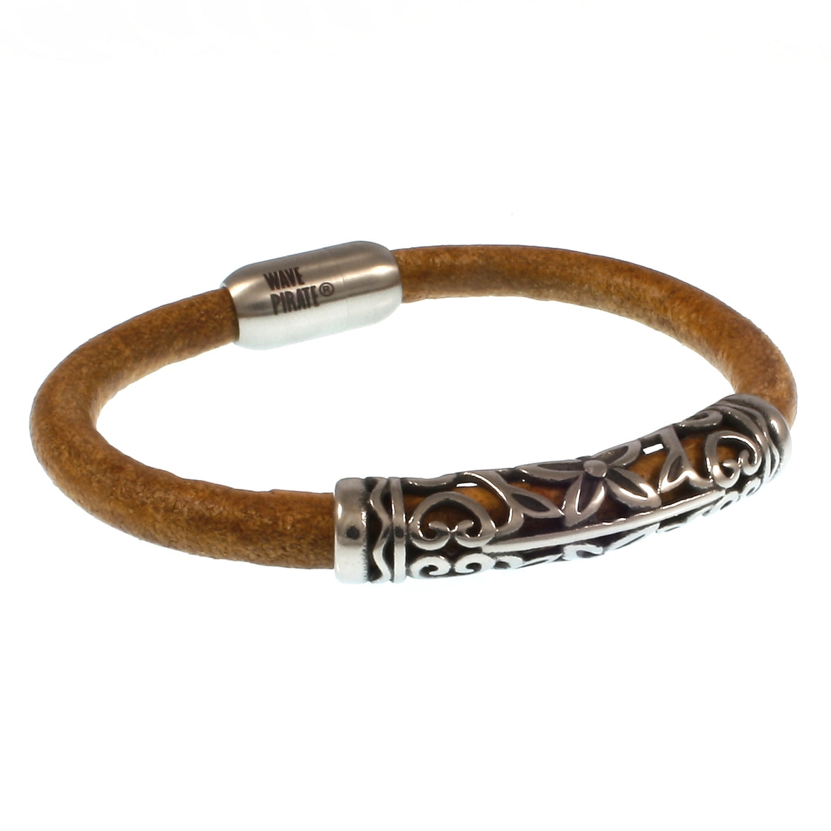 lederarmband-herren-cognac-sylt-xo-massiv-Edelstahlverschluss-vorn-wavepirate-shop-r