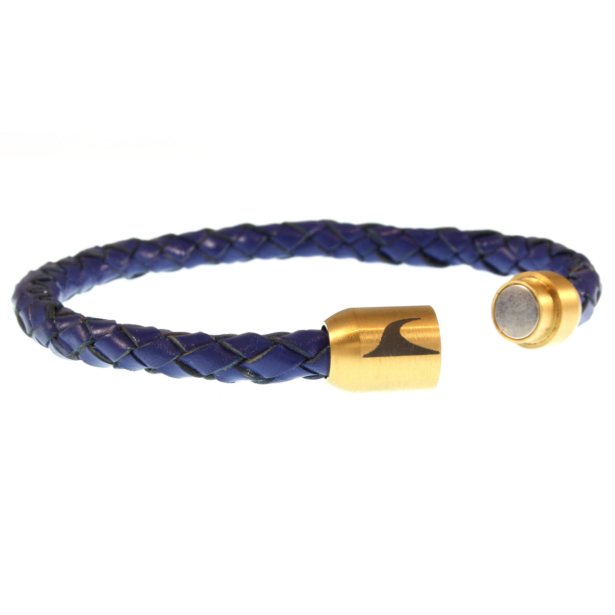 lederarmband-herren-damen-blau-gold-sylt-geflochten-Edelstahlverschluss-offen-wavepirate-shop-f