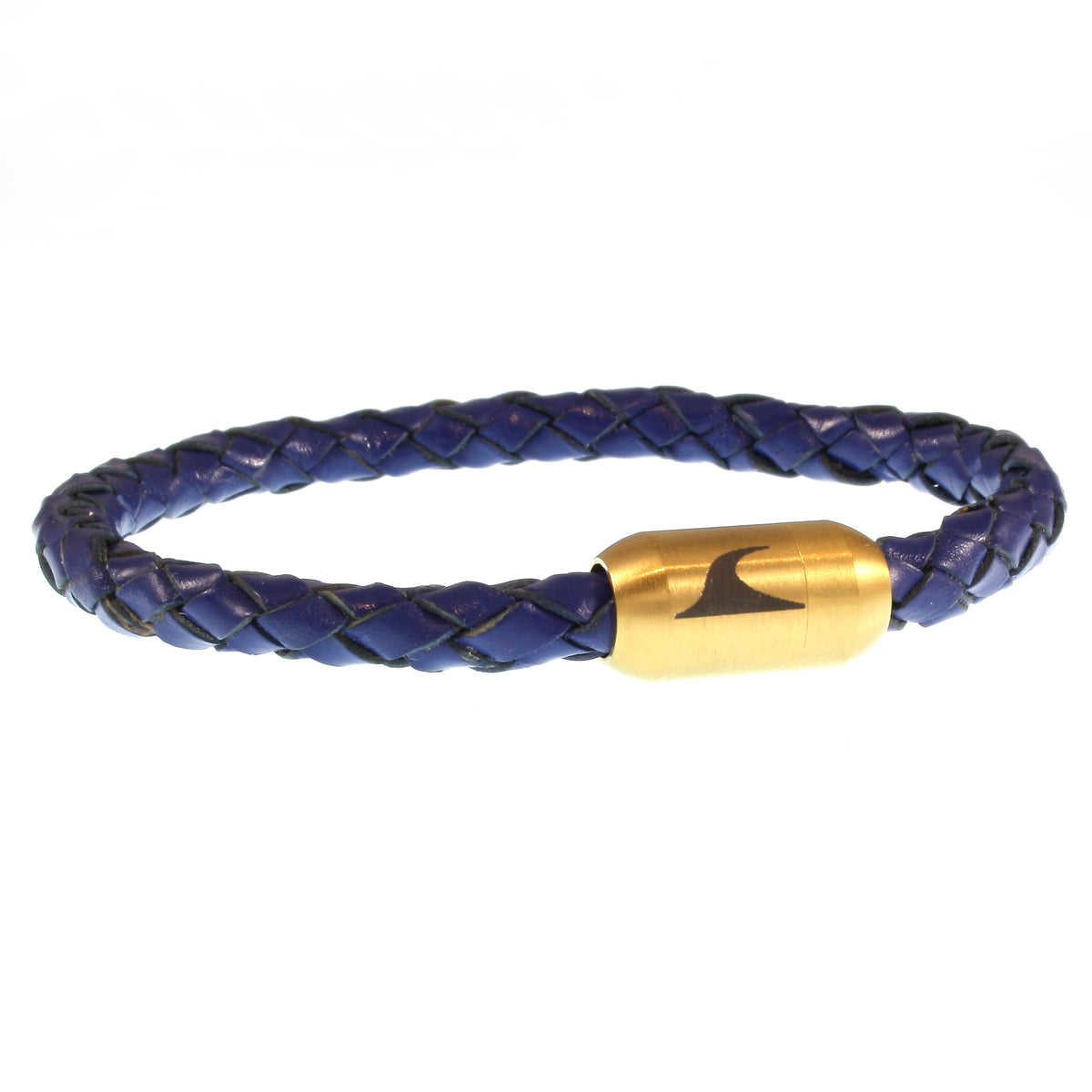lederarmband-herren-damen-blau-gold-sylt-geflochten-Edelstahlverschluss-vorn-wavepirate-shop-f