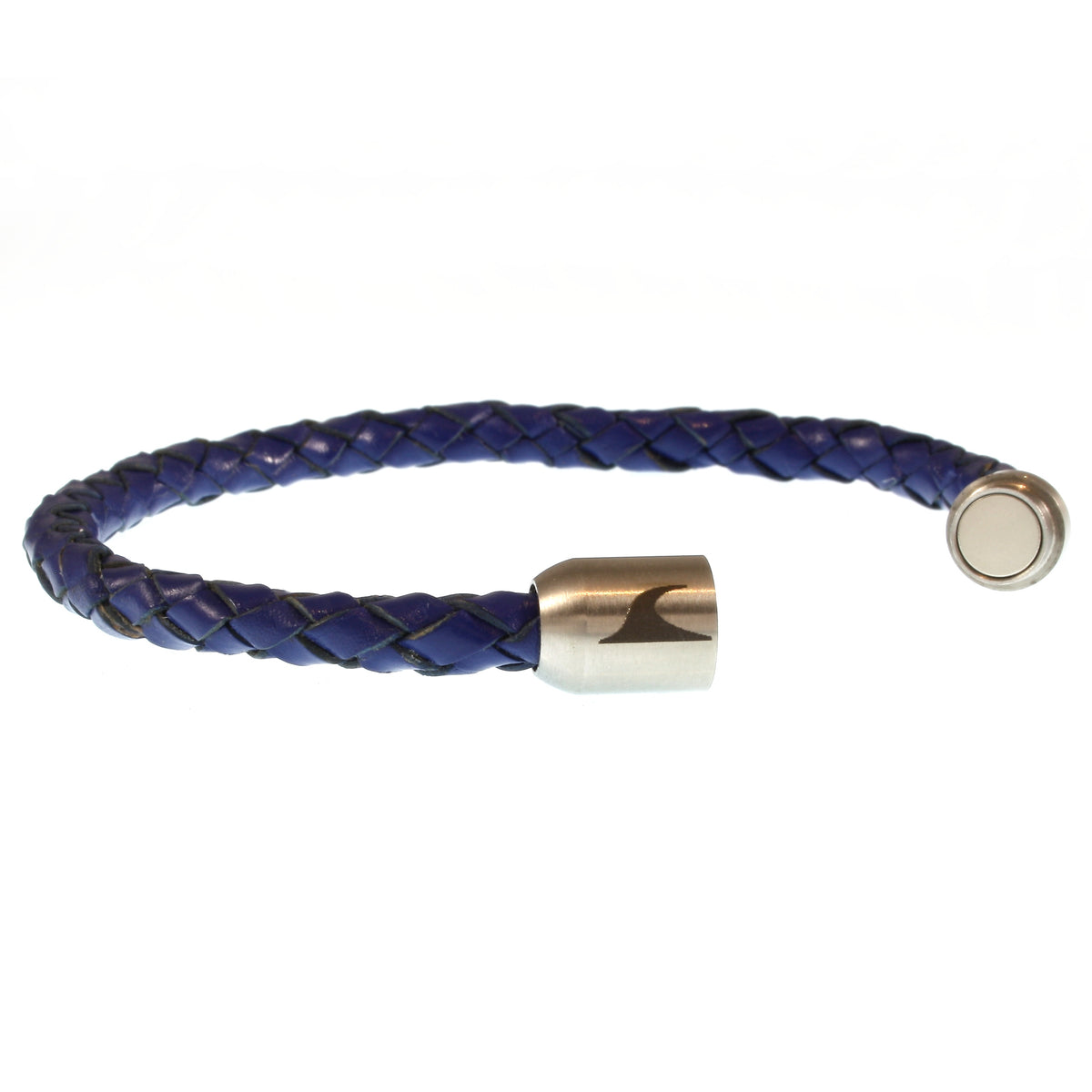 lederarmband-herren-damen-blau-silber-sylt-geflochten-Edelstahlverschluss-offen-wavepirate-shop-f
