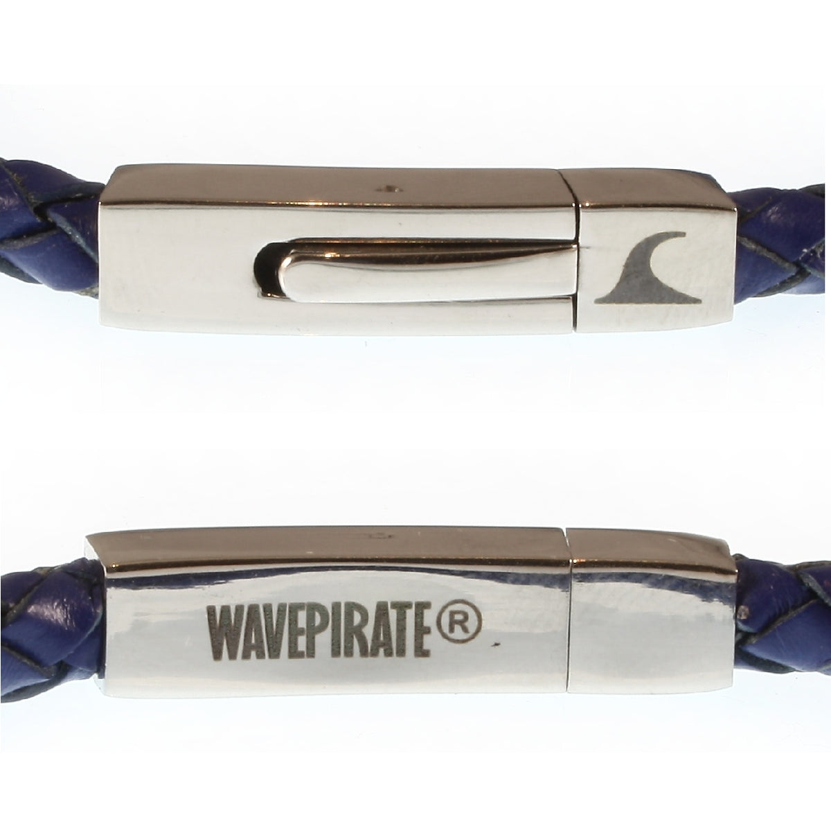lederarmband-herren-damen-blau-two-geflochten-Edelstahlverschluss-detail-wavepirate-shop-f