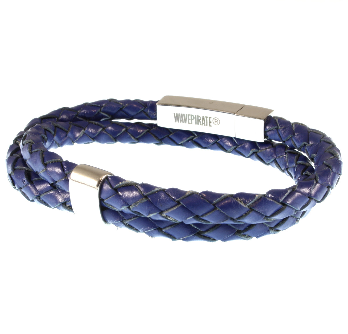 lederarmband-herren-damen-blau-two-geflochten-Edelstahlverschluss-hinten-wavepirate-shop-f