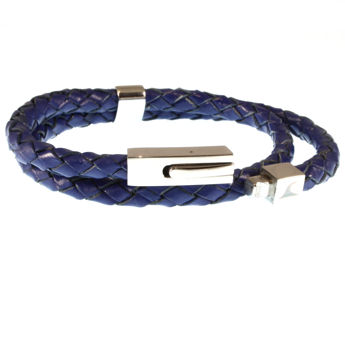 lederarmband-herren-damen-blau-two-geflochten-Edelstahlverschluss-offen-wavepirate-shop-f