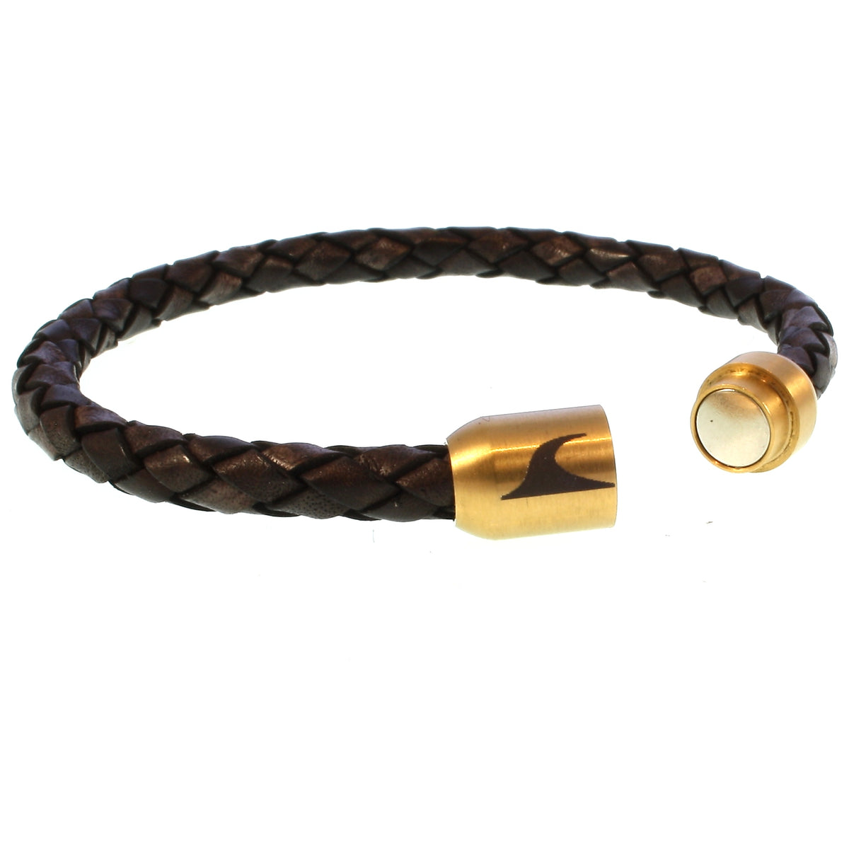 lederarmband-herren-damen-braun-gold-sylt-geflochten-Edelstahlverschluss-offen-wavepirate-shop-f