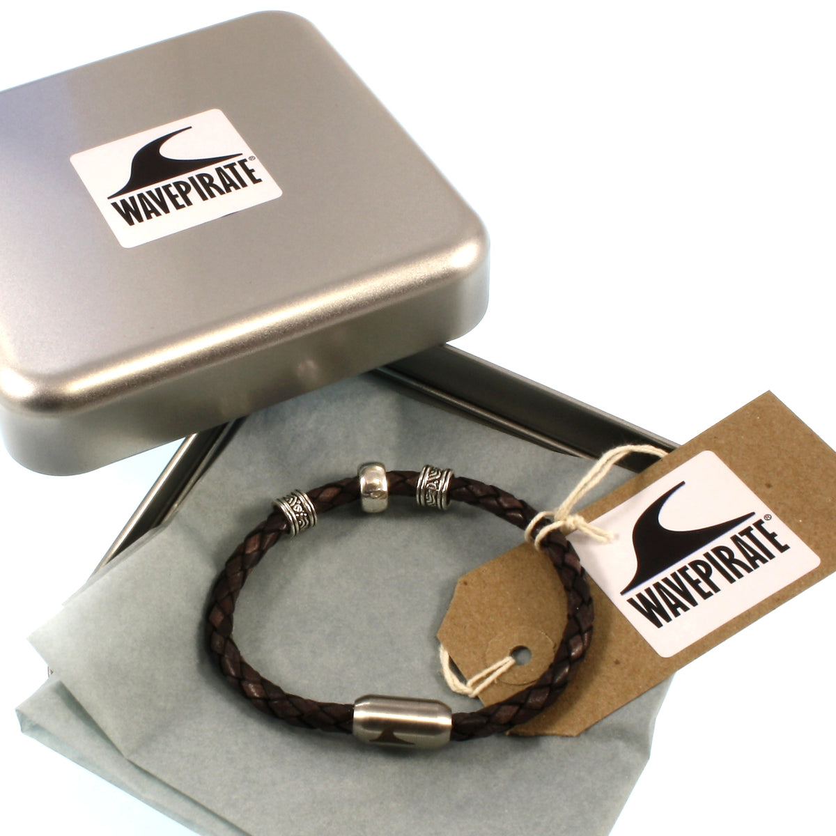 lederarmband-herren-damen-braun-silber-sylt-charm-geflochten-Edelstahlverschluss-geschenkverpackung-wavepirate-shop-f