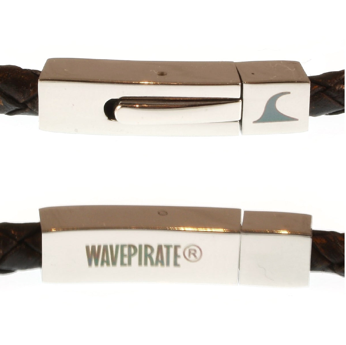 lederarmband-herren-damen-braun-two-geflochten-Edelstahlverschluss-detail-wavepirate-shop-f