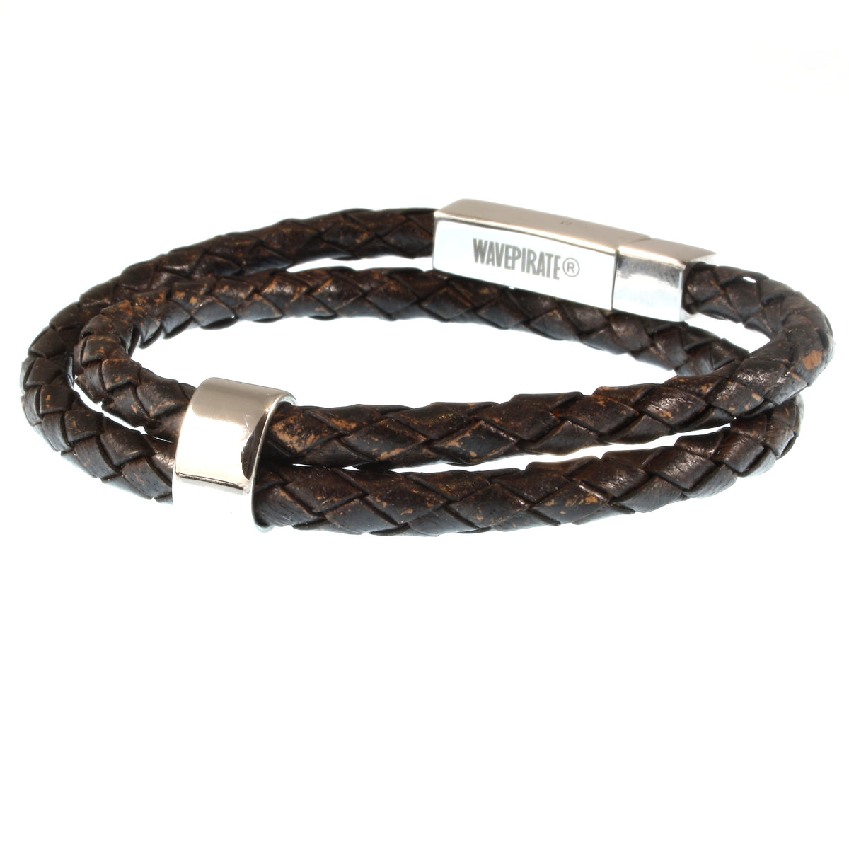 lederarmband-herren-damen-braun-two-geflochten-Edelstahlverschluss-hinten-wavepirate-shop-f
