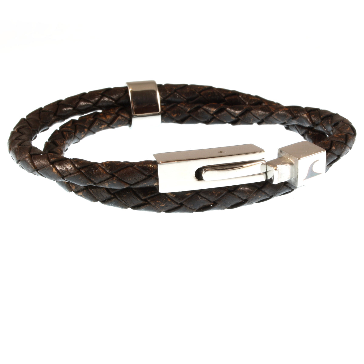 lederarmband-herren-damen-braun-two-geflochten-Edelstahlverschluss-offen-wavepirate-shop-f