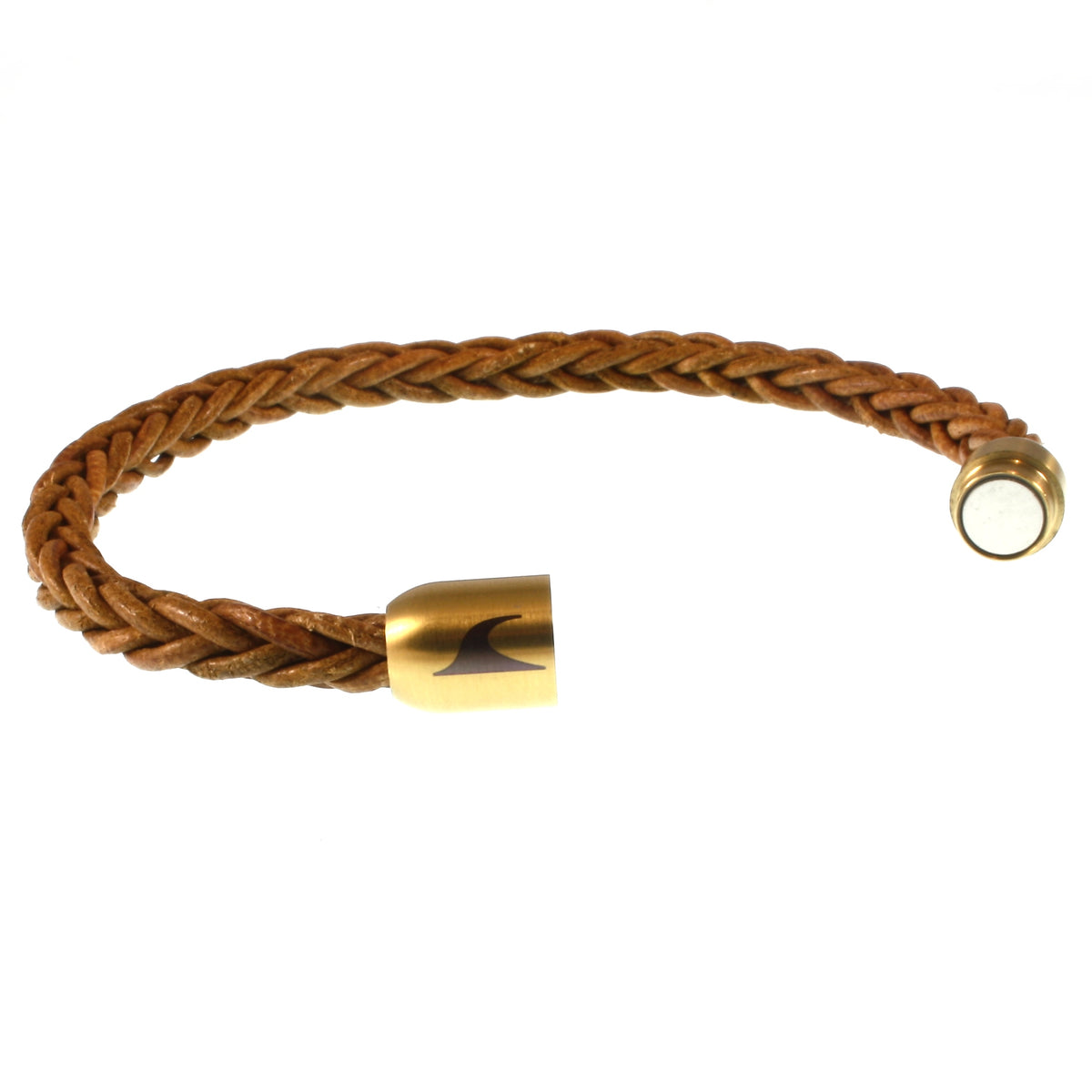 lederarmband-herren-damen-cognac-gold-sylt-geflochten-Edelstahlverschluss-offen-wavepirate-shop-8