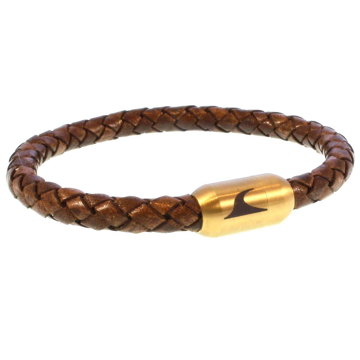 lederarmband-herren-damen-cognac-gold-sylt-geflochten-Edelstahlverschluss-vorn-wavepirate-shop-f