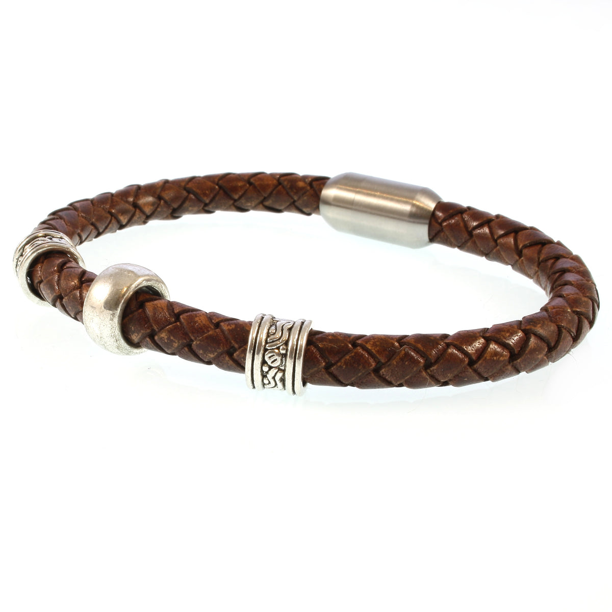 lederarmband-herren-damen-cognac-silber-sylt-charm-geflochten-Edelstahlverschluss-hinten-wavepirate-shop-f