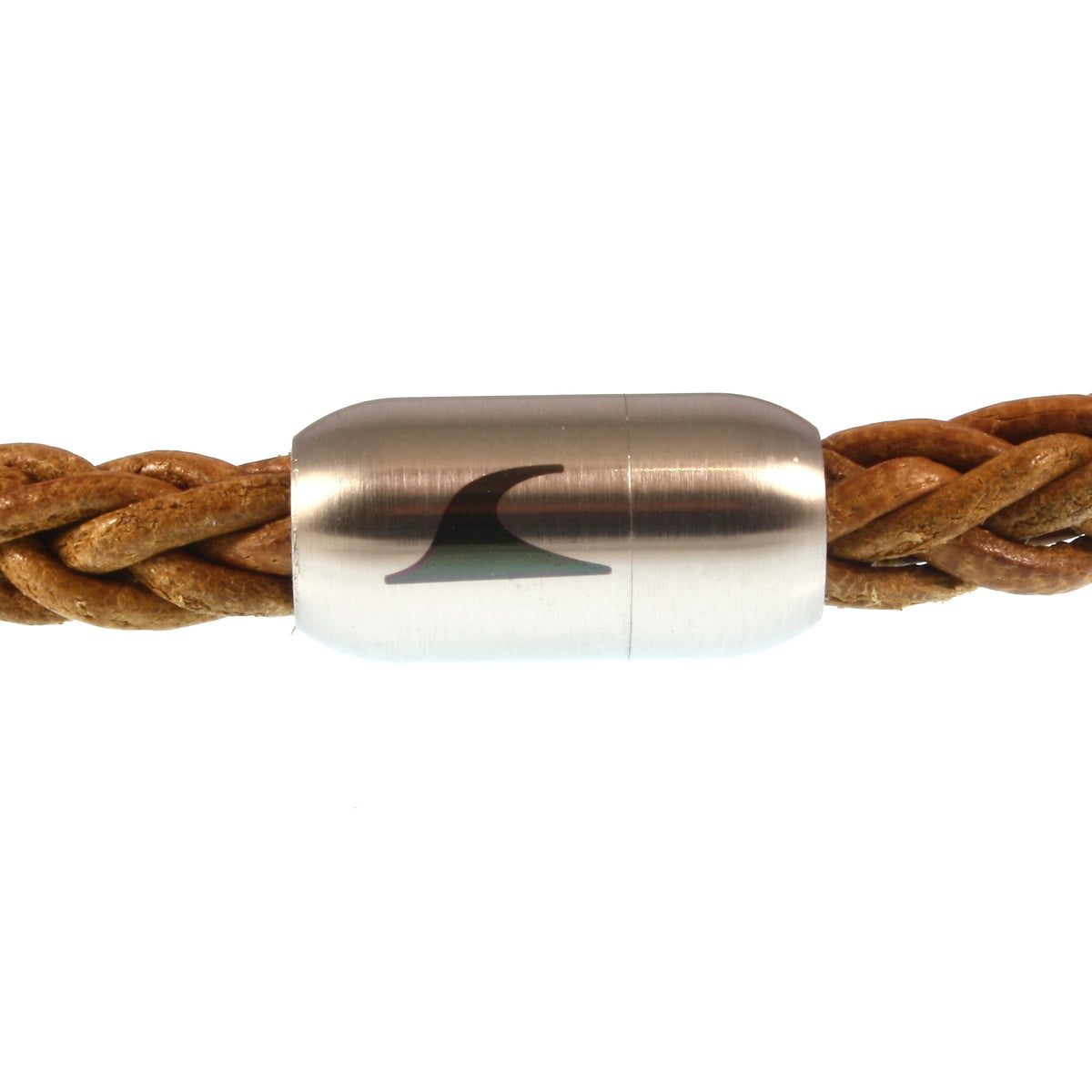 lederarmband-herren-damen-cognac-silber-sylt-geflochten-Edelstahlverschluss-detail-wavepirate-shop-8