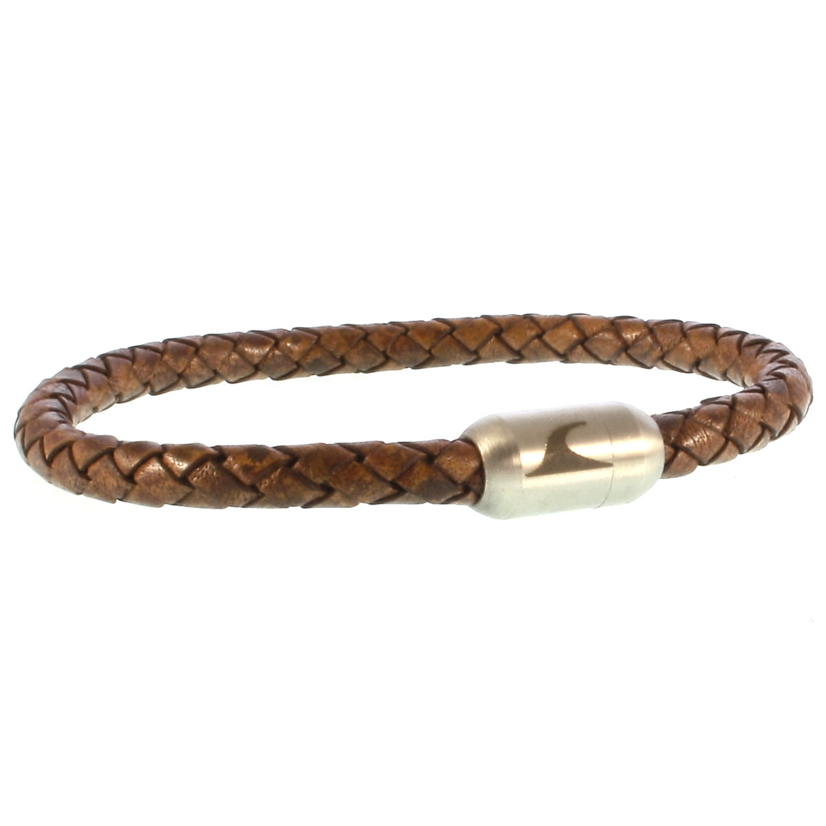 lederarmband-herren-damen-cognac-silber-sylt-geflochten-Edelstahlverschluss-vorn-wavepirate-shop-f