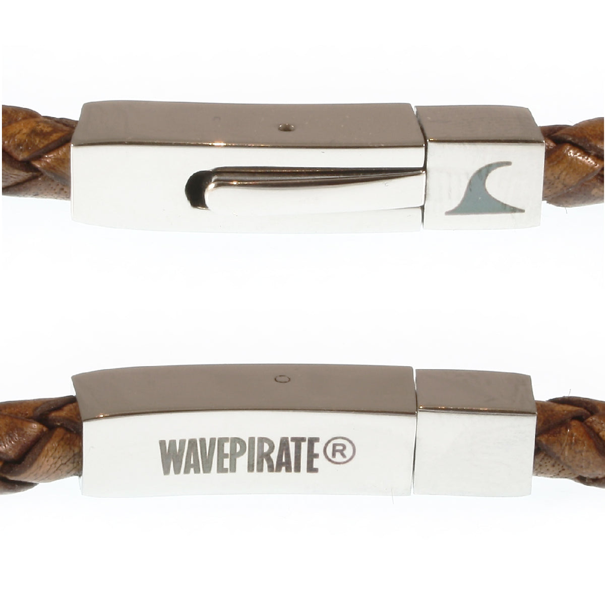 lederarmband-herren-damen-cognac-two-geflochten-Edelstahlverschluss-detail-wavepirate-shop-f