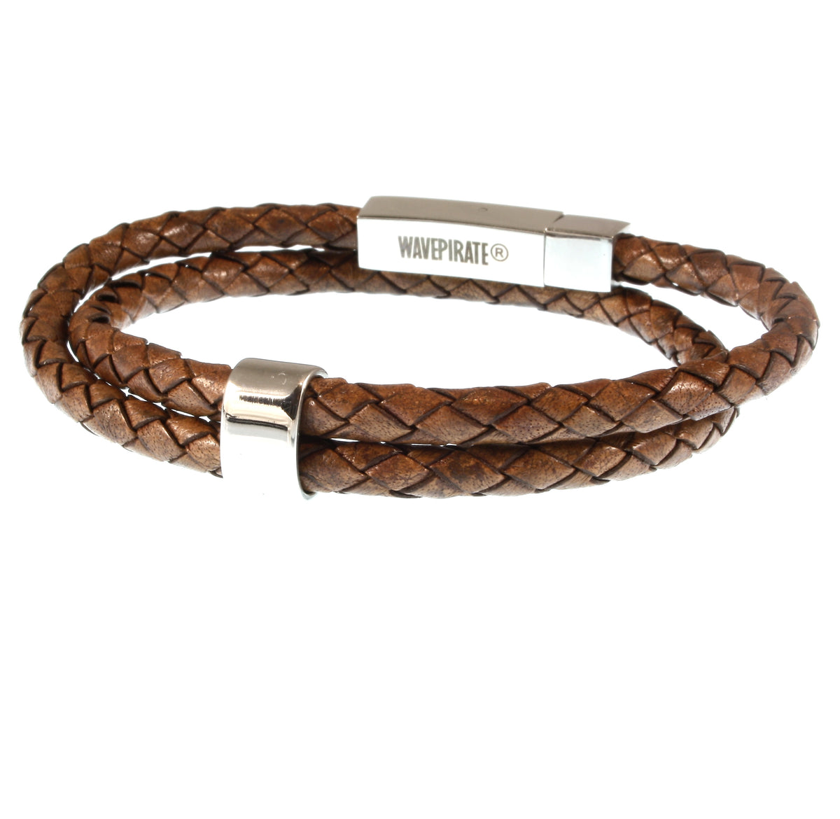 lederarmband-herren-damen-cognac-two-geflochten-Edelstahlverschluss-hinten-wavepirate-shop-f