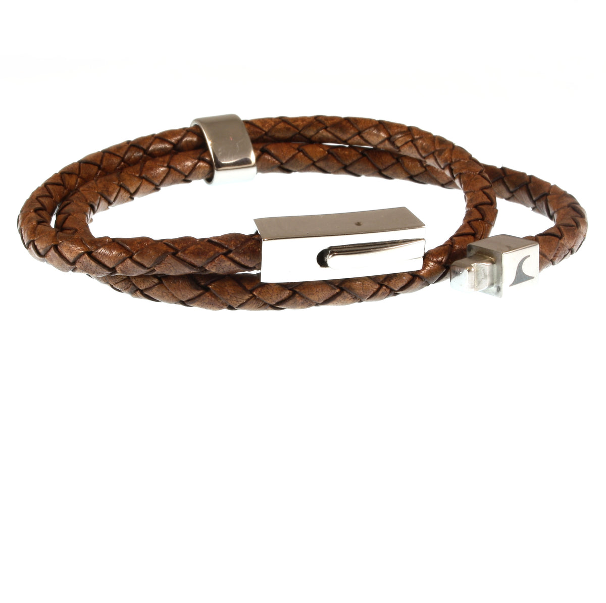 lederarmband-herren-damen-cognac-two-geflochten-Edelstahlverschluss-offen-wavepirate-shop-f