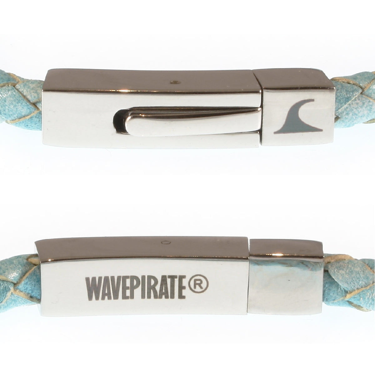 lederarmband-herren-damen-eisblau-two-geflochten-Edelstahlverschluss-detail-wavepirate-shop-f