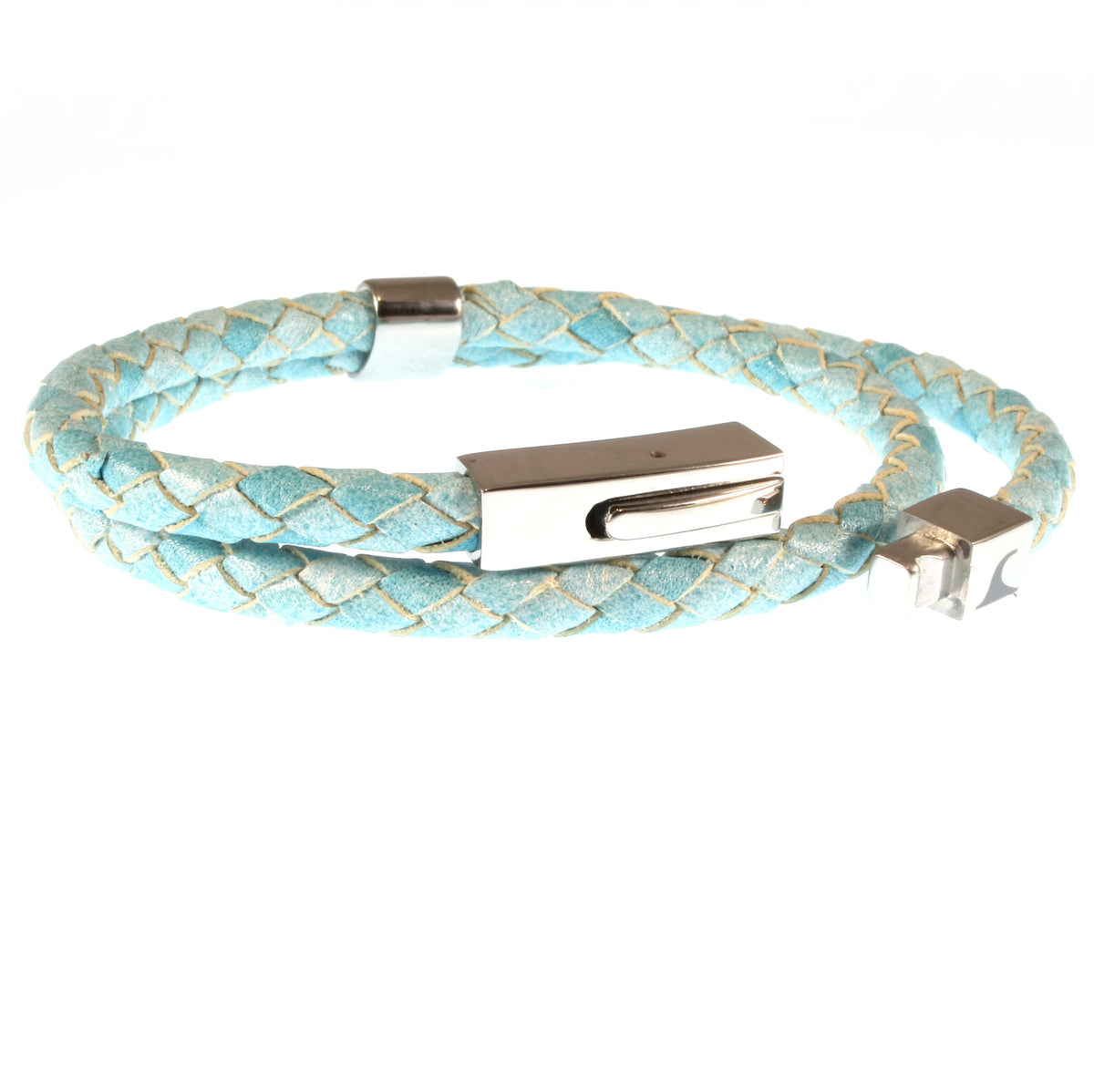 lederarmband-herren-damen-eisblau-two-geflochten-Edelstahlverschluss-offen-wavepirate-shop-f