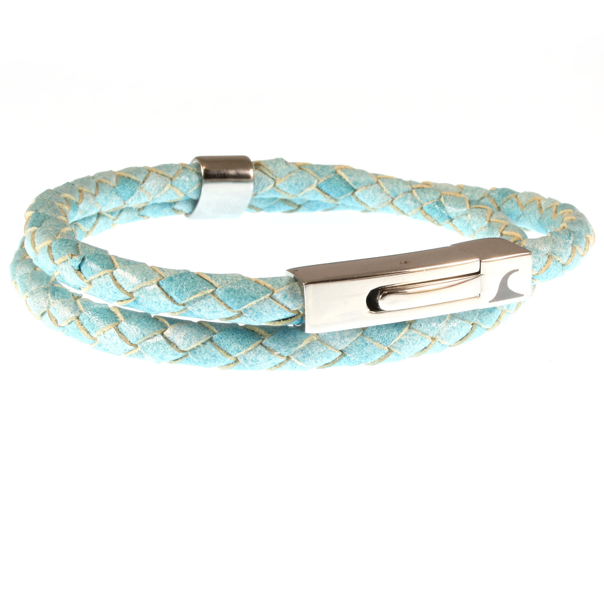 lederarmband-herren-damen-eisblau-two-geflochten-Edelstahlverschluss-vorn-wavepirate-shop-f