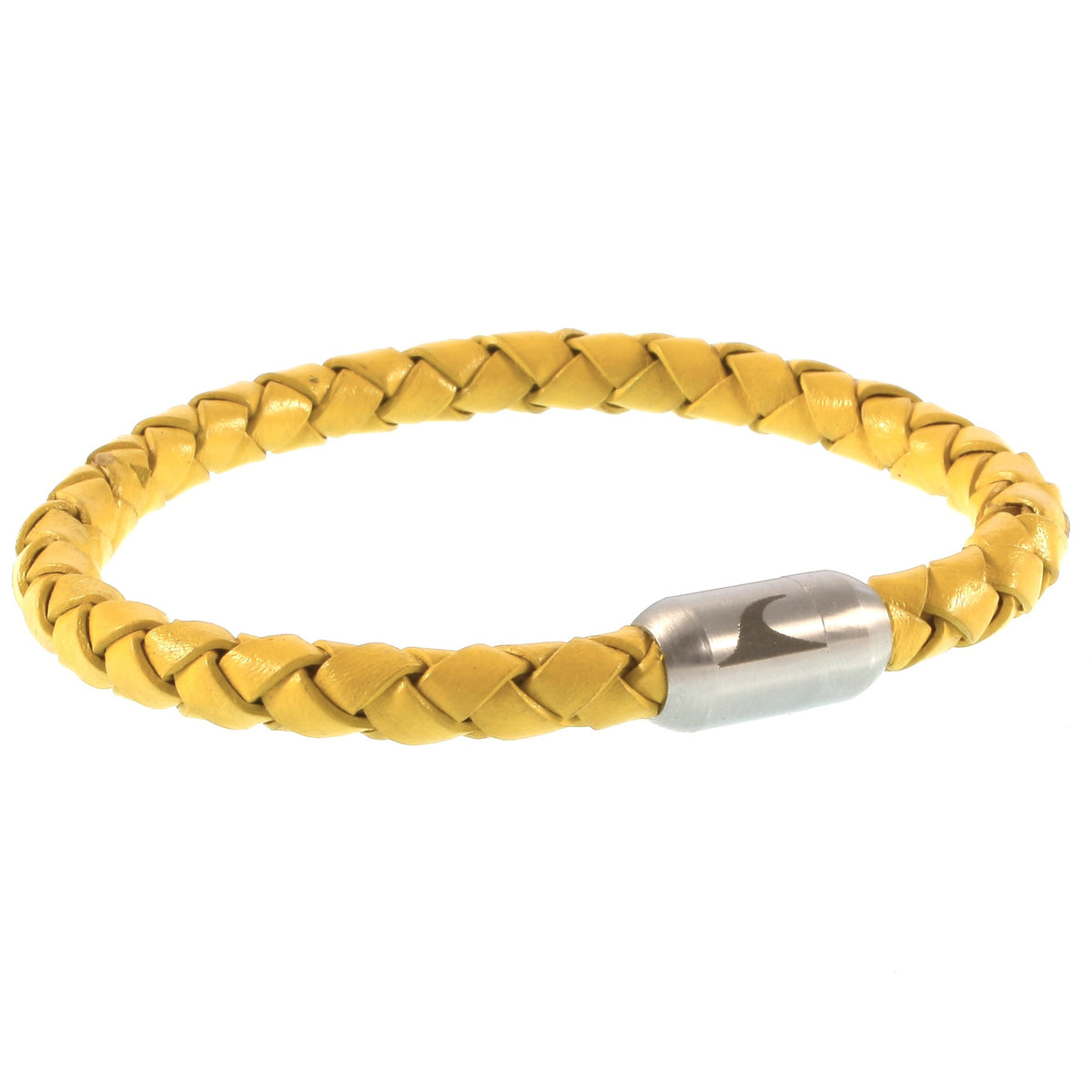 lederarmband-herren-damen-gelb-silber-sylt-geflochten-Edelstahlverschluss-vorn-wavepirate-shop-f