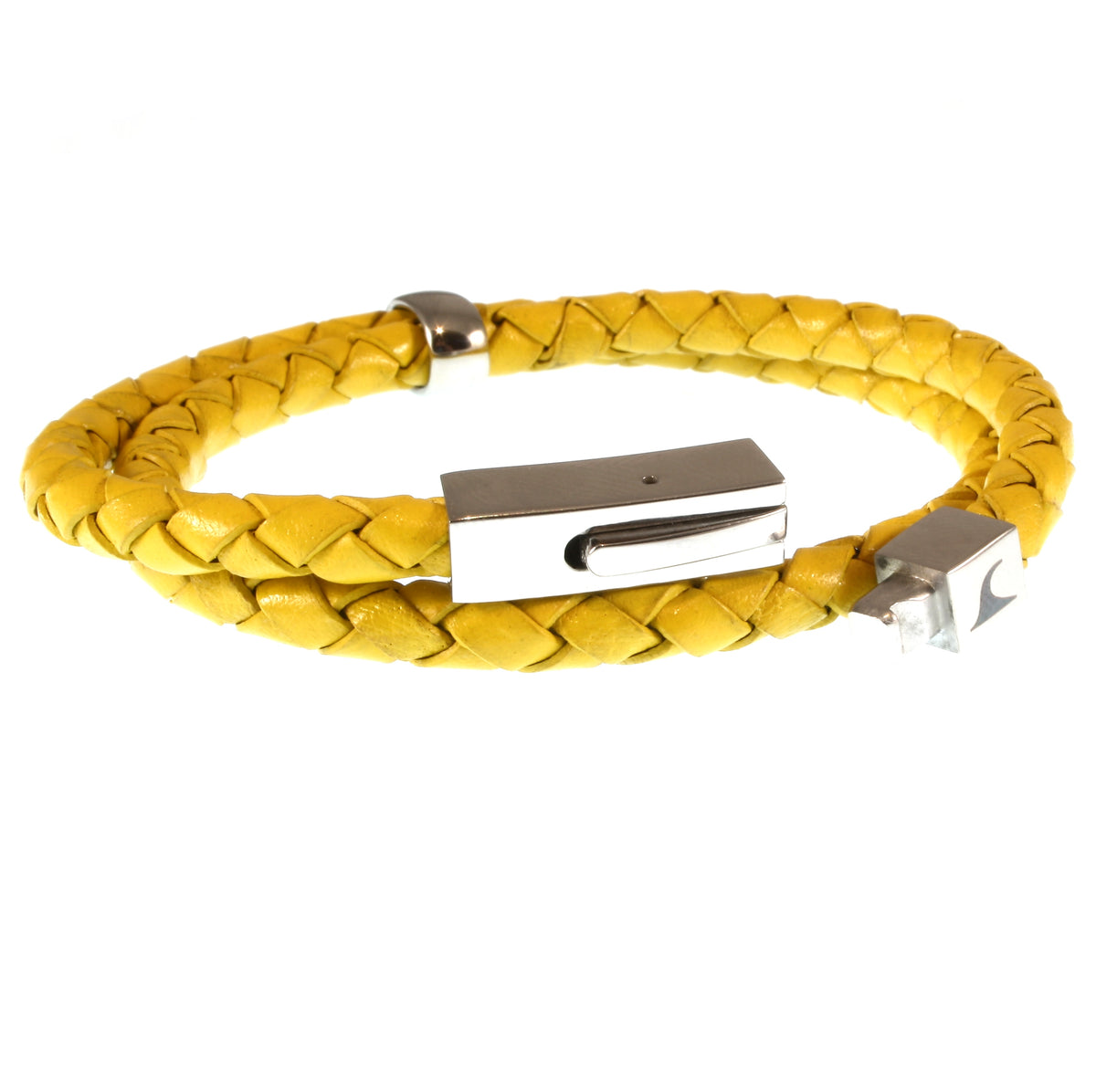 lederarmband-herren-damen-gelb-two-geflochten-Edelstahlverschluss-offen-wavepirate-shop-f