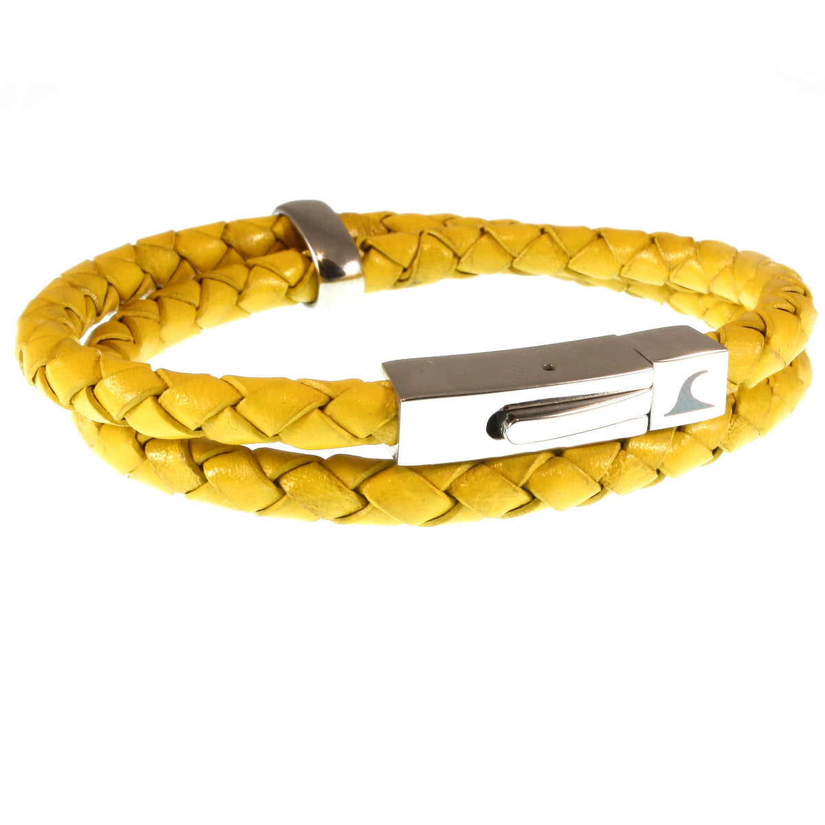 lederarmband-herren-damen-gelb-two-geflochten-Edelstahlverschluss-vorn-wavepirate-shop-f