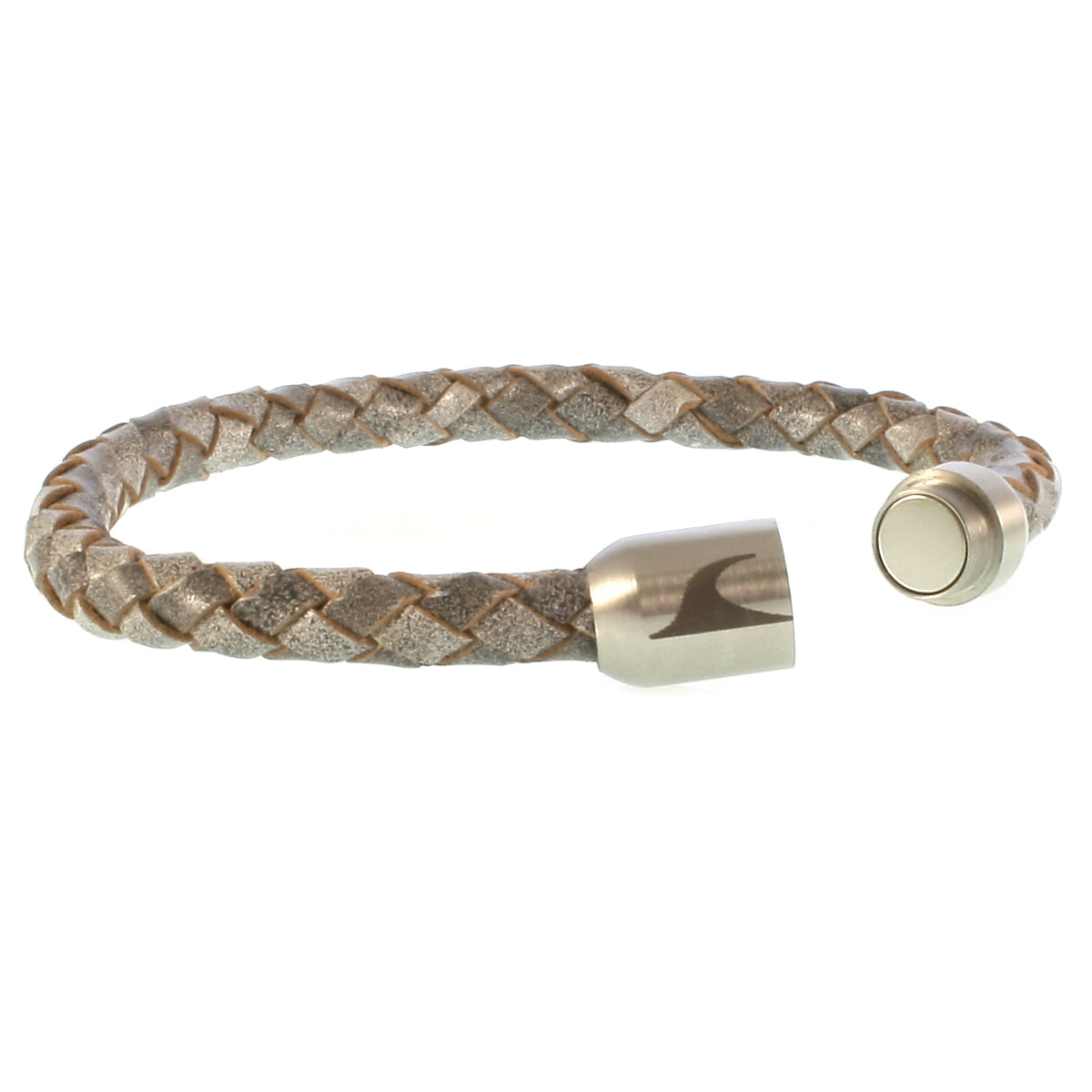 lederarmband-herren-damen-grau-m-silber-sylt-geflochten-Edelstahlverschluss-offen-wavepirate-shop-f