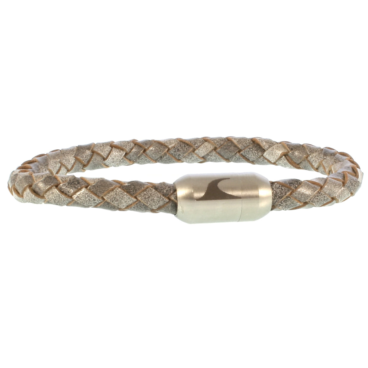 lederarmband-herren-damen-grau-m-silber-sylt-geflochten-Edelstahlverschluss-vorn-wavepirate-shop-f