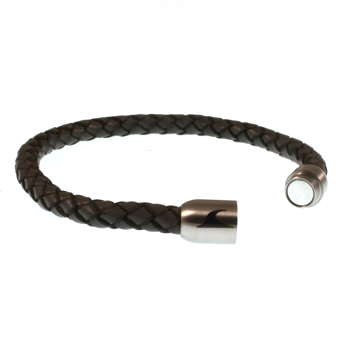 lederarmband-herren-damen-grau-silber-sylt-geflochten-Edelstahlverschluss-offen-wavepirate-shop-f