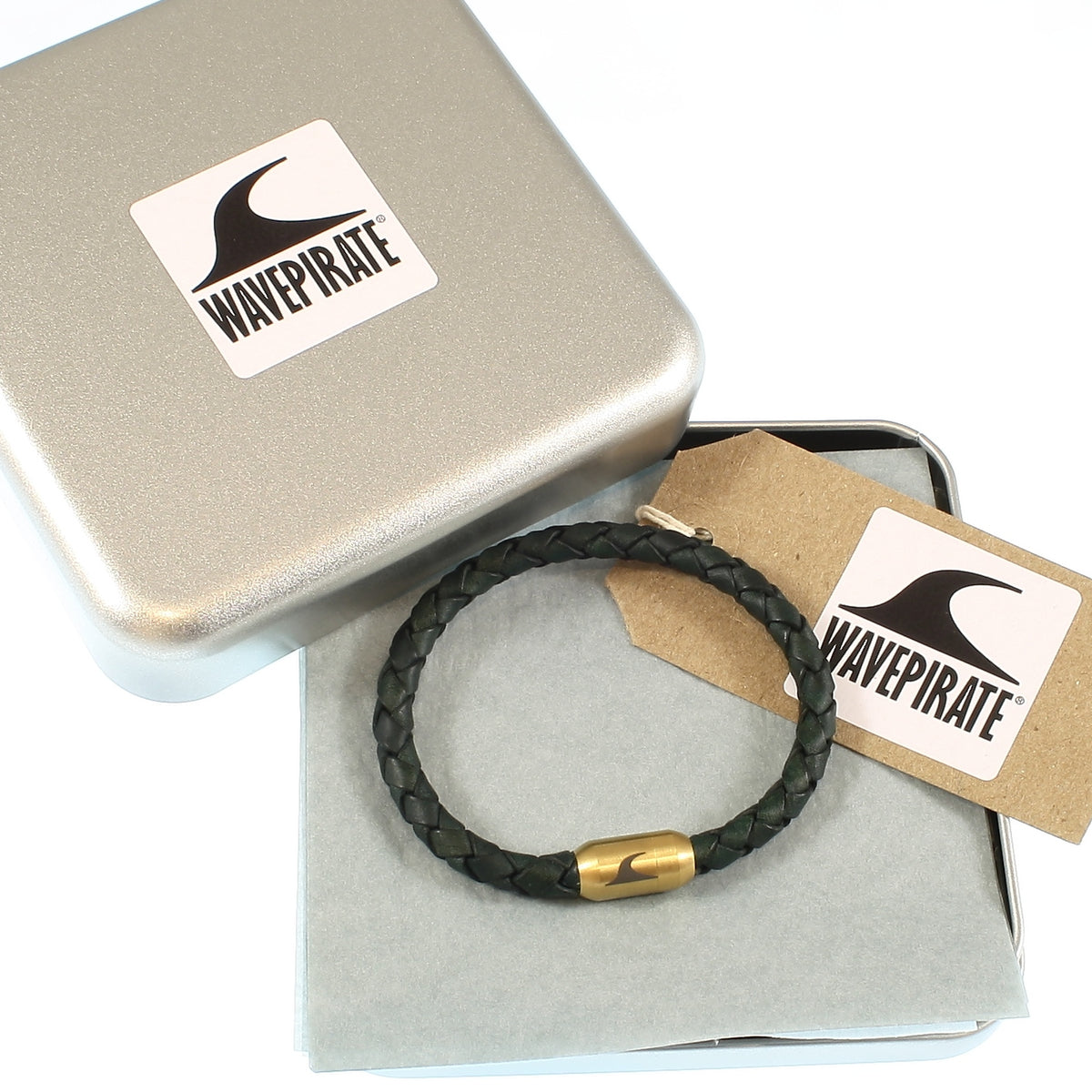 lederarmband-herren-damen-gruen-gold-sylt-geflochten-Edelstahlverschluss-geschenkverpackung-wavepirate-shop-f