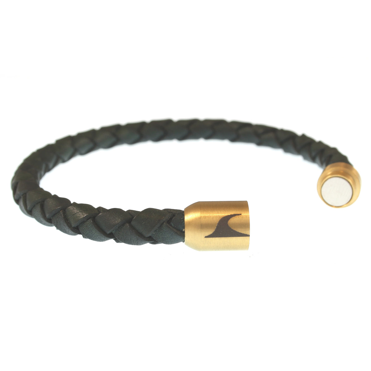 lederarmband-herren-damen-gruen-gold-sylt-geflochten-Edelstahlverschluss-offen-wavepirate-shop-f
