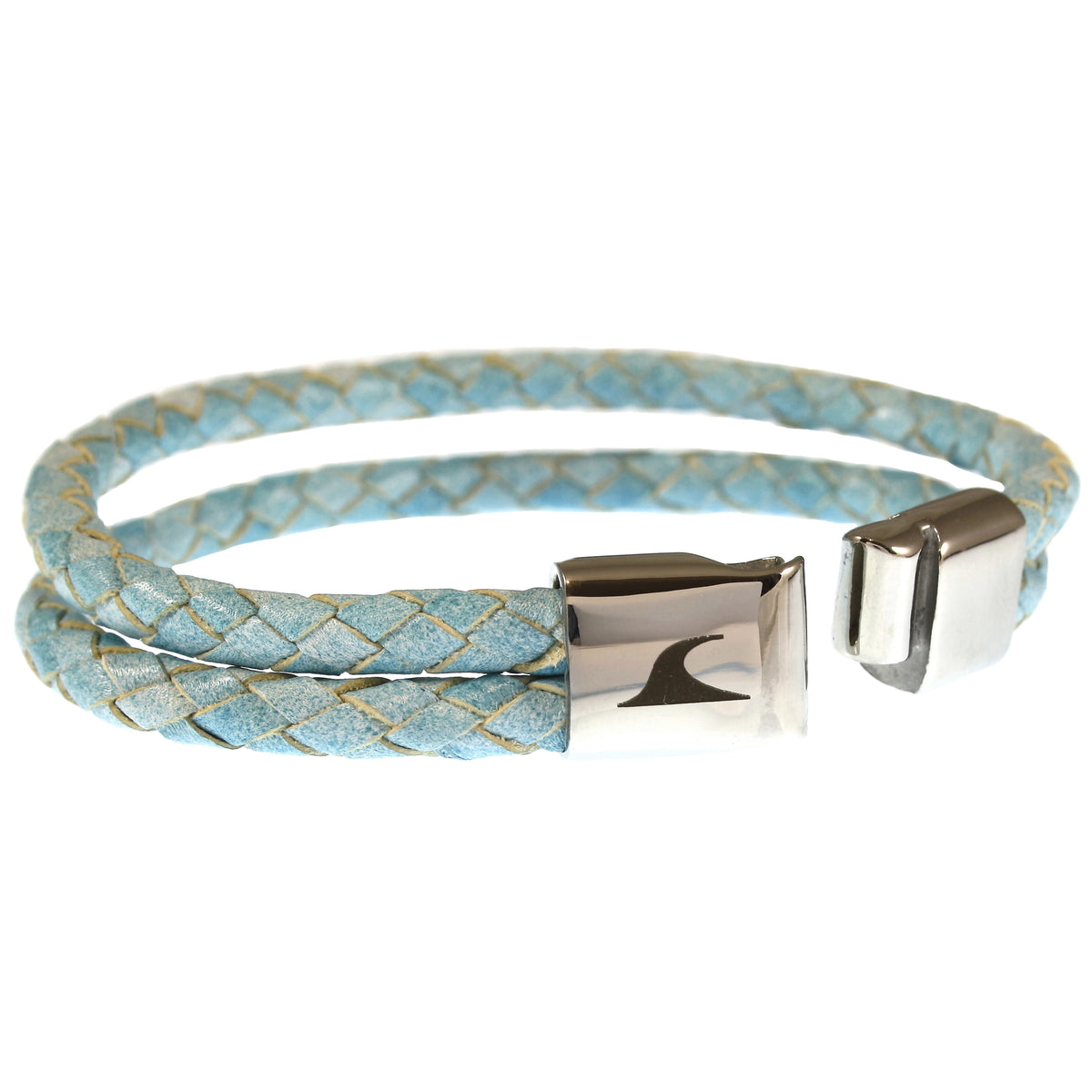 lederarmband-herren-damen-hellblau-ice-swell-geflochten-Edelstahlverschluss-offen-wavepirate-shop-mx