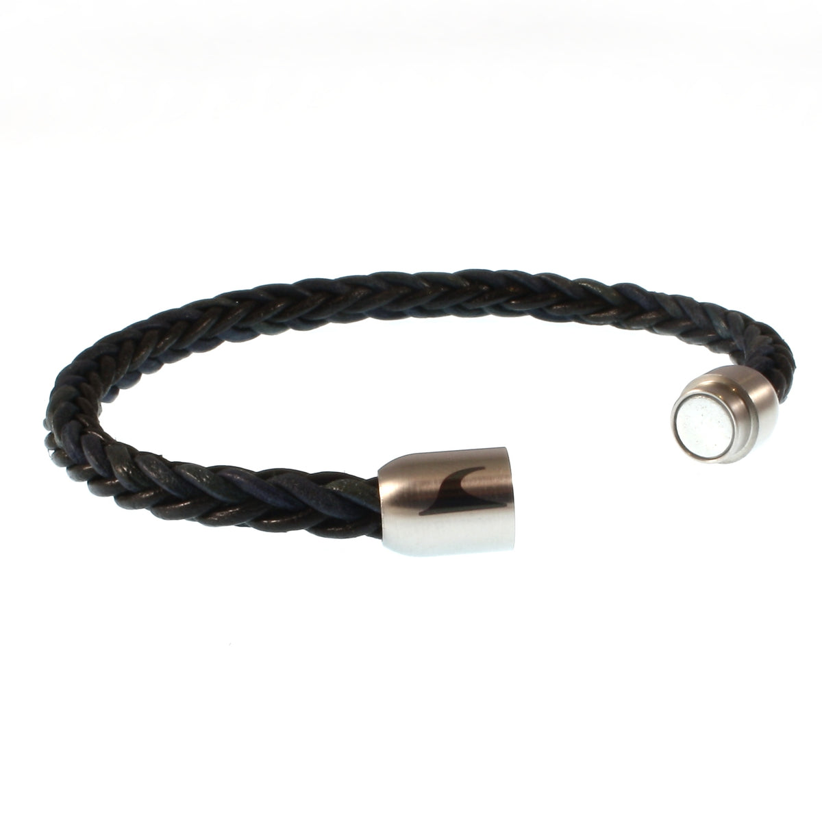 lederarmband-herren-damen-schwarz-blau-sylt-geflochten-Edelstahlverschluss-offen-wavepirate-shop-8