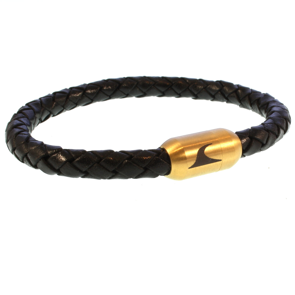 lederarmband-herren-damen-schwarz-gold-sylt-geflochten-Edelstahlverschluss-vorn-wavepirate-shop-f