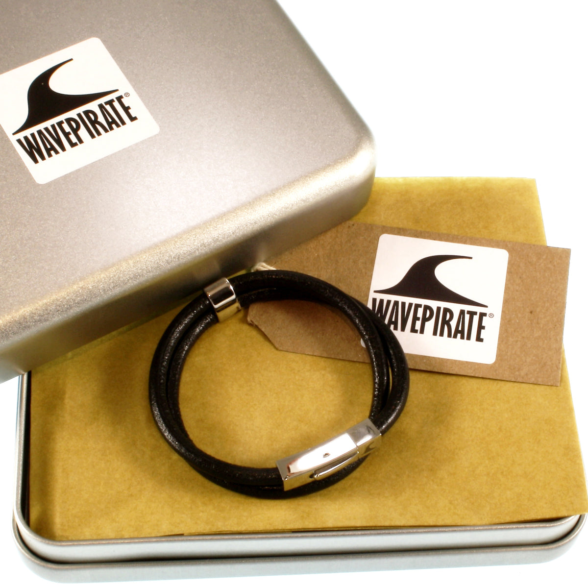 lederarmband-herren-damen-schwarz-two-massiv-Edelstahlverschluss-geschenkverpackung-wavepirate-shop-r