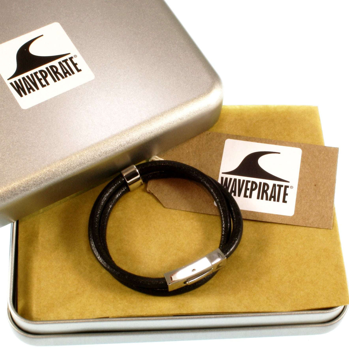 lederarmband-herren-damen-schwarz-two-massiv-Edelstahlverschluss-geschenkverpackung-wavepirate-shop-r