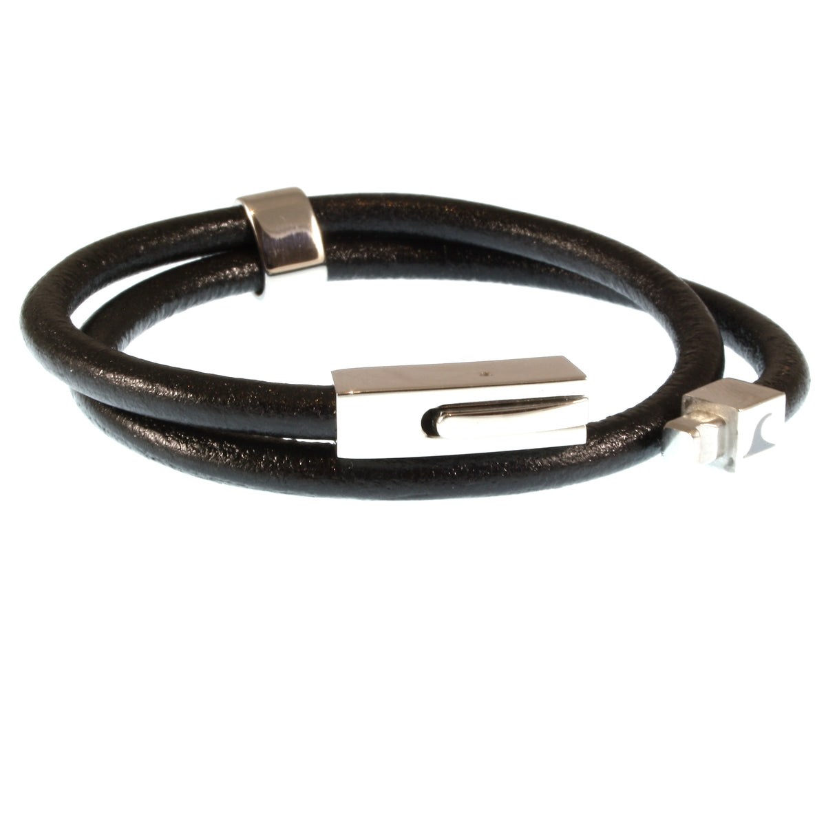 lederarmband-herren-damen-schwarz-two-massiv-Edelstahlverschluss-offen-wavepirate-shop-r