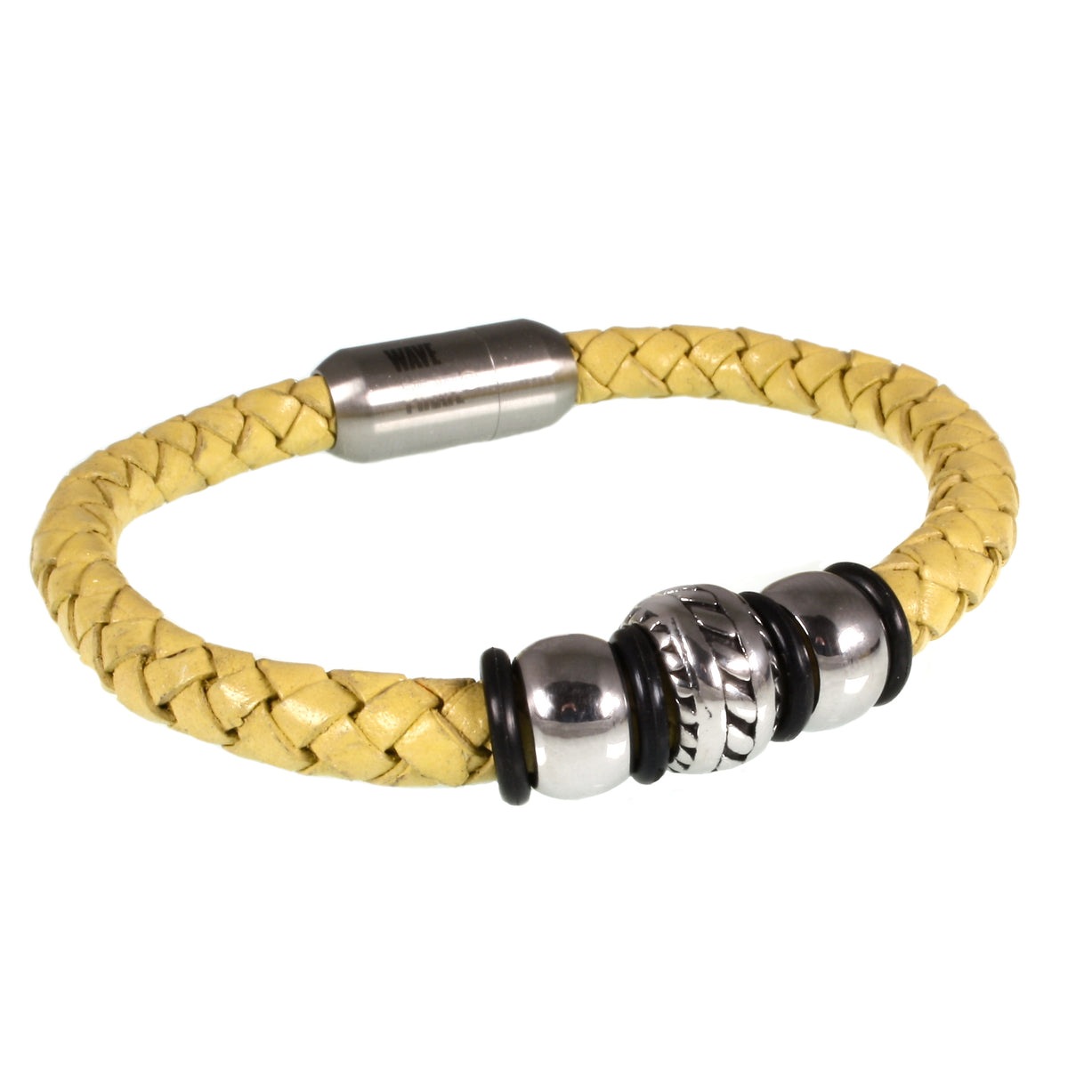 lederarmband-herren-gelb-silber-steel-geflochten-Edelstahlverschluss-vorn-wavepirate-shop-f