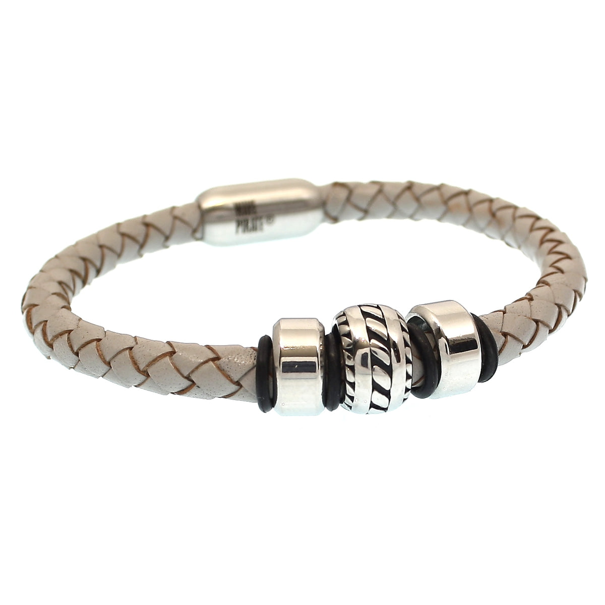 lederarmband-herren-grau-silber-steel-geflochten-Edelstahlverschluss-vorn-wavepirate-shop-f