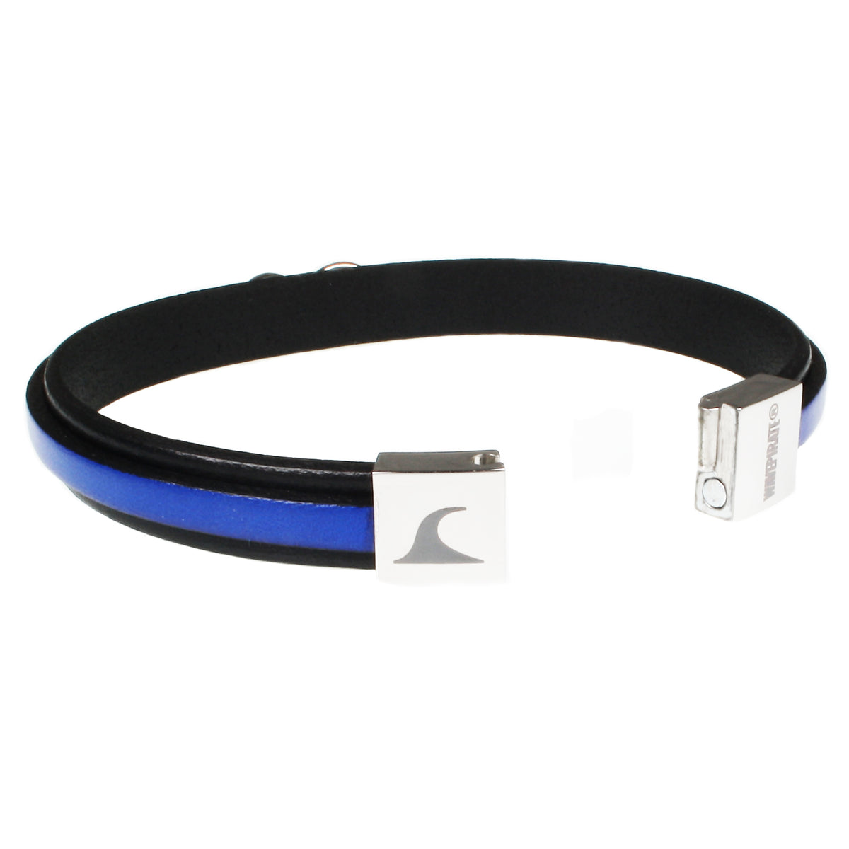 lederarmband-herren-schwarz-blau-infinity-Edelstahlverschluss-offen-wavepirate-shop