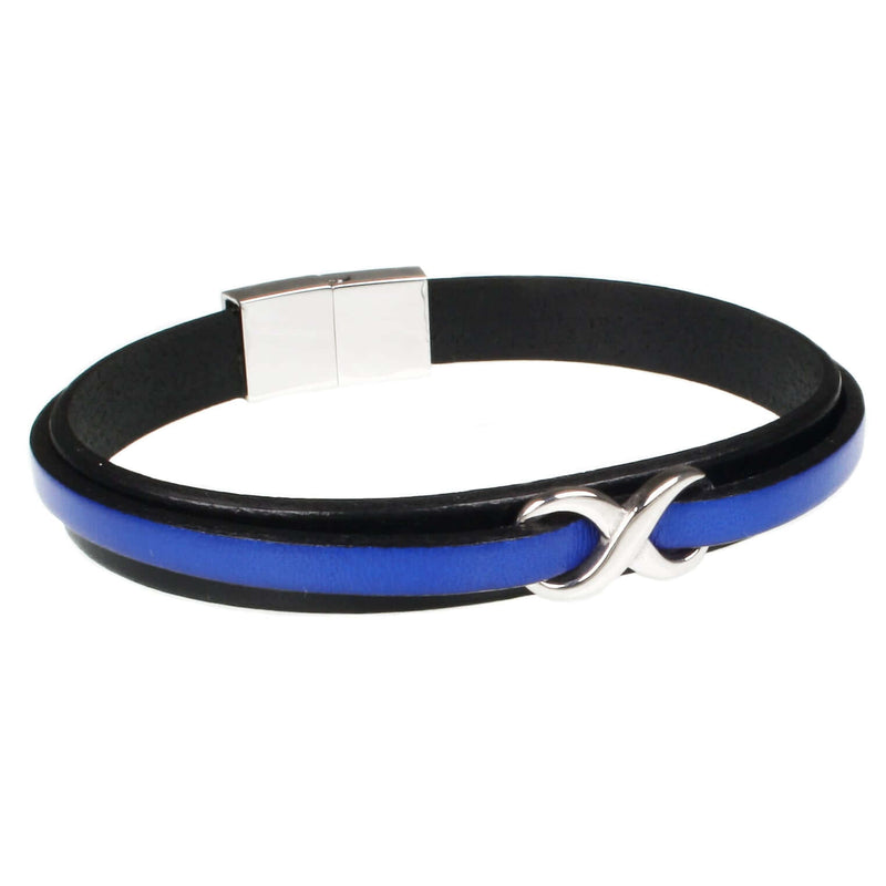 lederarmband-herren-schwarz-blau-infinity-Edelstahlverschluss-vorn-wavepirate-shop